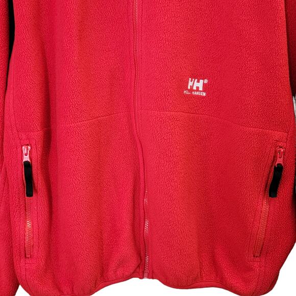Helly Hansen Fleece Jacket Mens Sz L Red Full Zip Relaxed Fit Logo Spell Out - Picture 4 of 10